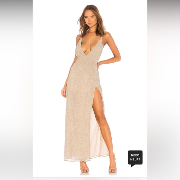 superdown Dresses & Skirts - Revolve Superdown Hailee High Slit Maxi Dress in Champagne